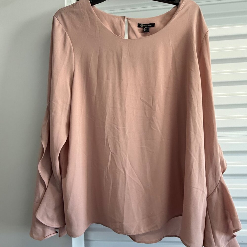 Versona Women’s Long Sleeve Blouse, Adobe Rose, XL -  NWT